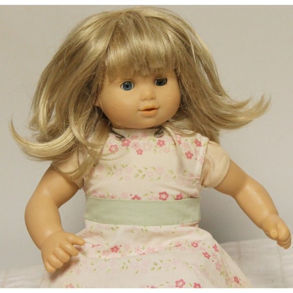 American Girl Bitty Baby Doll Light Blonde Blue Eyed 15" Floral Dress - Picture 2 of 12